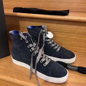 Hogan Rebel Women's High Top Sneakers Black Navy Made in Italy